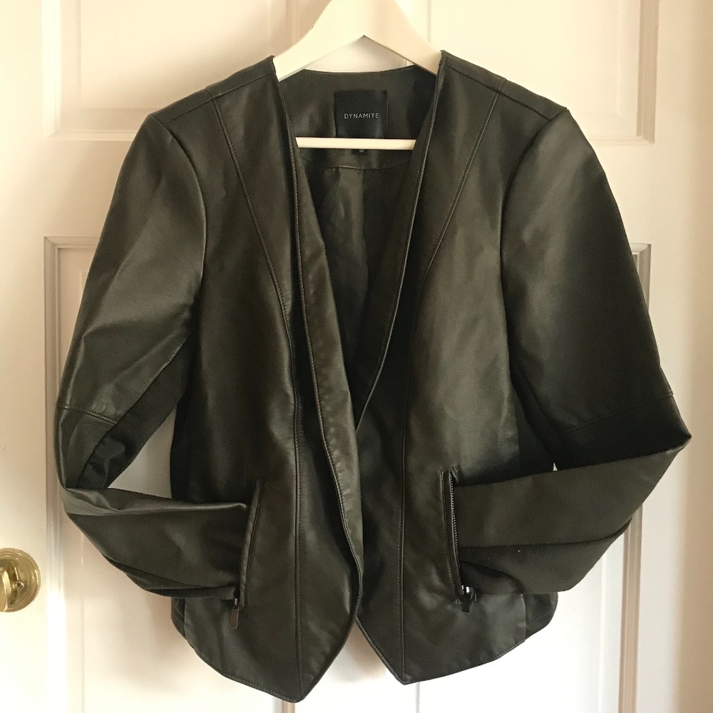 Faux leather jacket, army green
